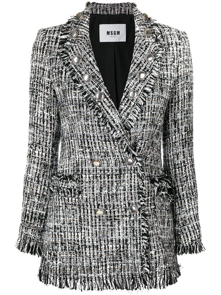 Msgm - Embroidered Blazer - Women - Silk/cotton/acrylic/virgin Wool - 40, Black, Silk/cotton/acrylic/virgin Wool