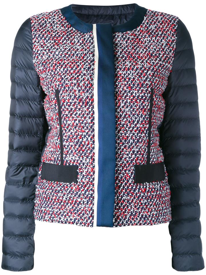 Moncler - Padded Sleeve Bouclé Jacket - Women - Polyamide - 5, Blue, Polyamide