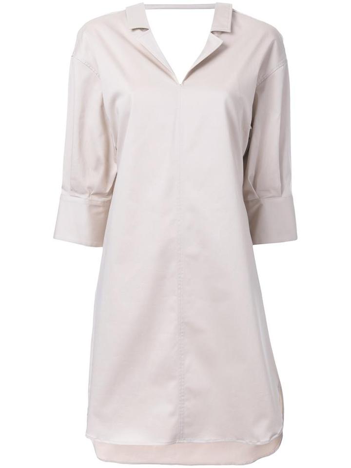 Miharayasuhiro Scoop Back Shirt Dress, Women's, Size: 38, Brown, Cotton/polyurethane/lyocell