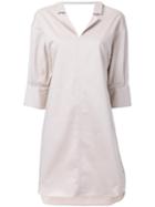 Miharayasuhiro Scoop Back Shirt Dress, Women's, Size: 38, Brown, Cotton/polyurethane/lyocell