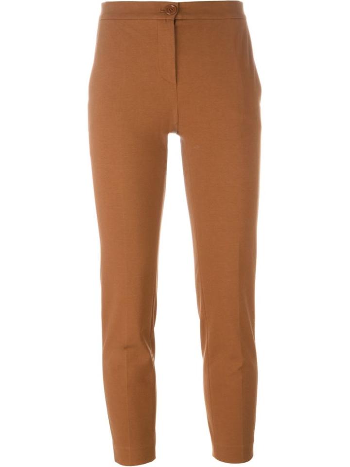 Erika Cavallini Slim Fit Trousers, Women's, Size: 44, Brown, Cotton/spandex/elastane/acetate/viscose