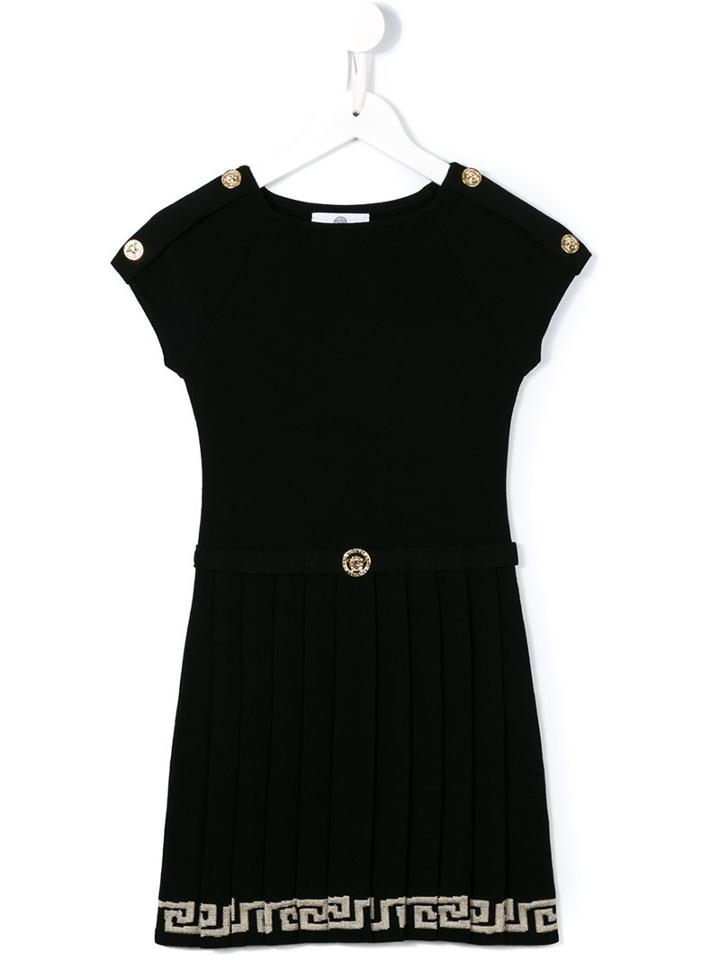 Young Versace Knife Pleat Dress, Girl's, Size: 11 Yrs, Black