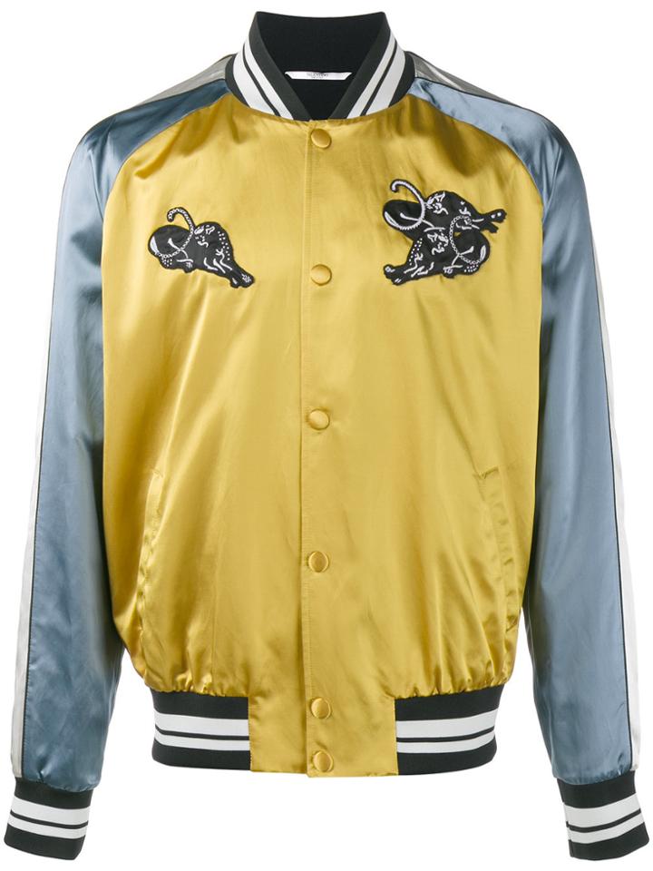 Valentino Panther Appliqué Bomber Jacket - Yellow & Orange