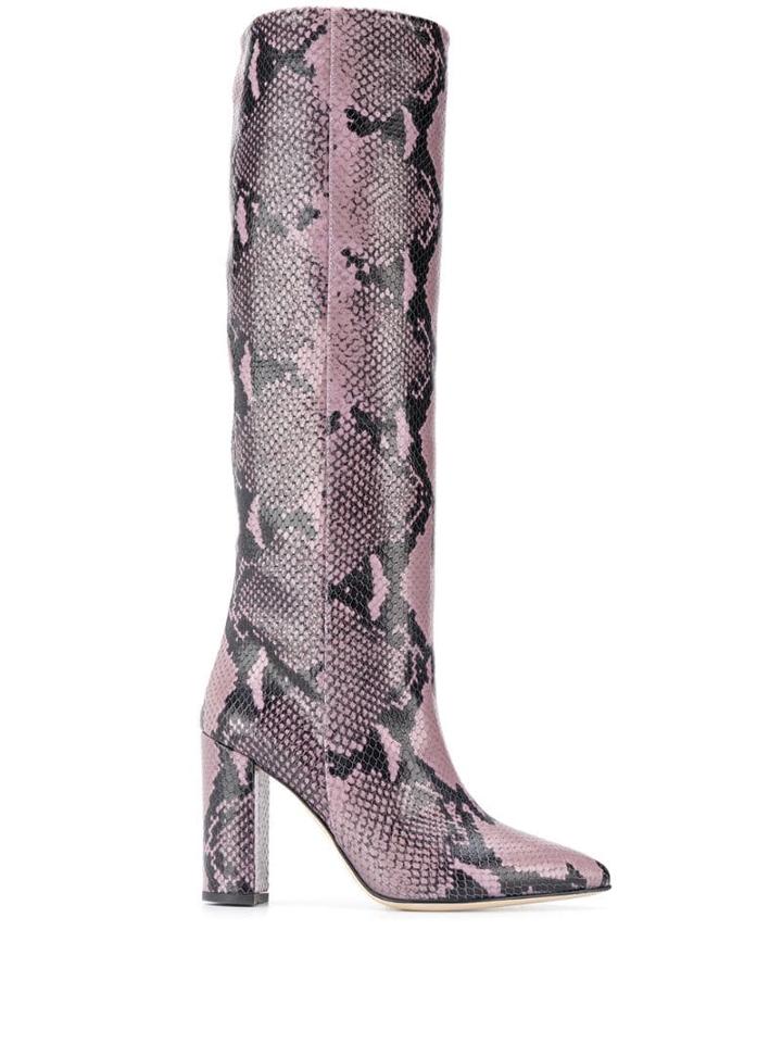 Paris Texas Snakeskin Printed Boots - Purple