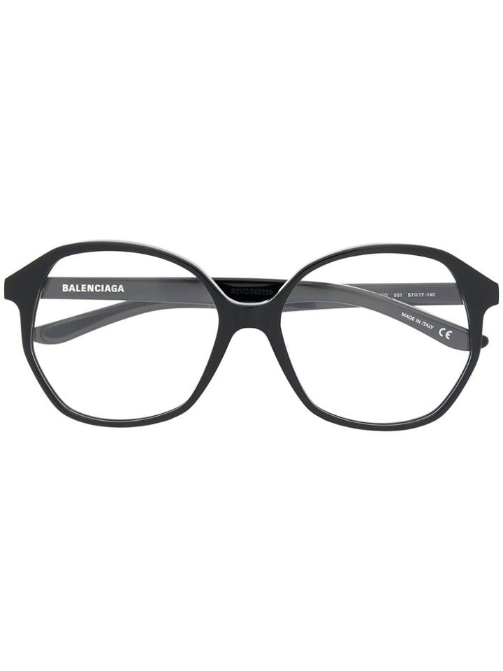Balenciaga Eyewear Oversized Round Glasses - Black