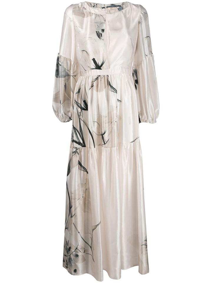 Black Coral Printed Maxi Dress - White