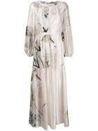 Black Coral Printed Maxi Dress - White