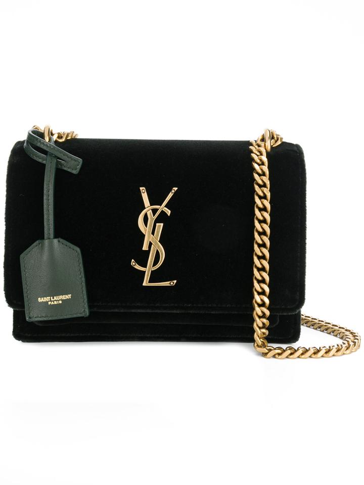 Saint Laurent Foldover Logo Shoulder Bag - Green
