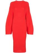 Solace London Nadi Ribbed Midi Dress - Red