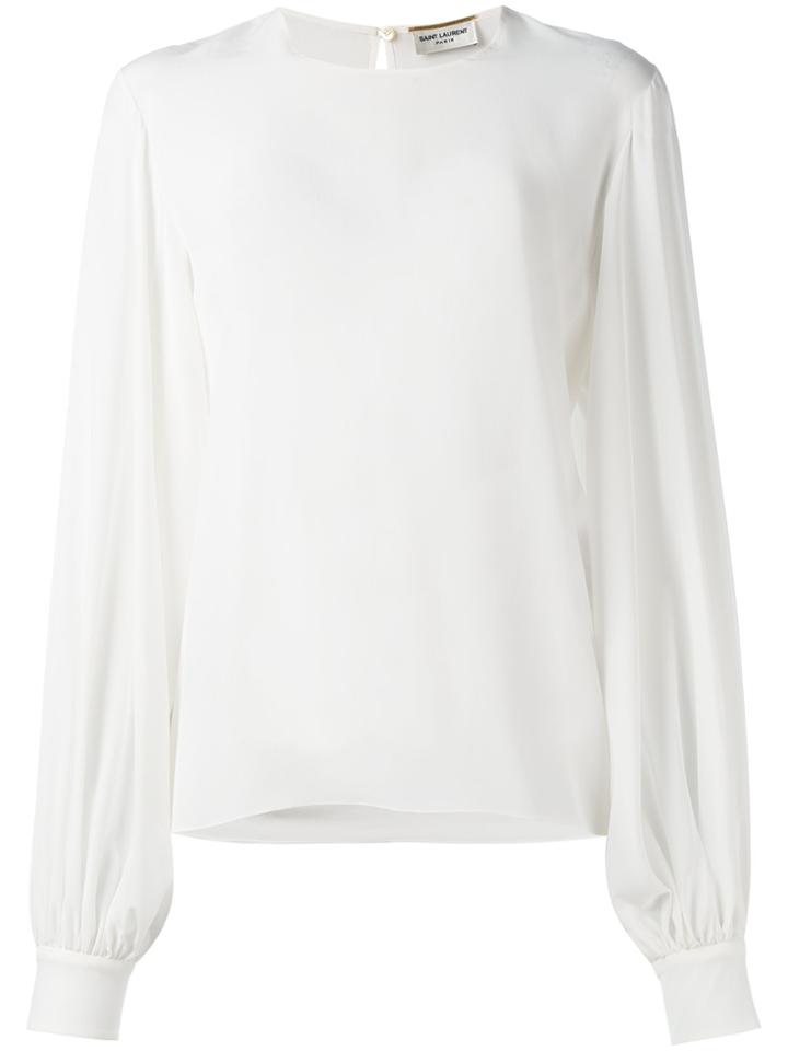 Saint Laurent Bishop Sleeve Blouse - White