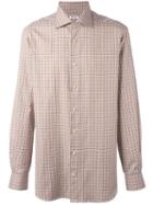 Kiton Checked Button Down Shirt, Men's, Size: 40, Yellow/orange, Cotton