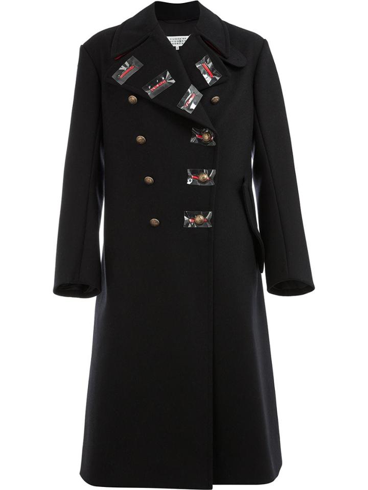 Maison Margiela Translucent Patch Double Breasted Coat - Black
