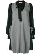 Twin-set Layered Pussy Bow Sweater Dress - Grey