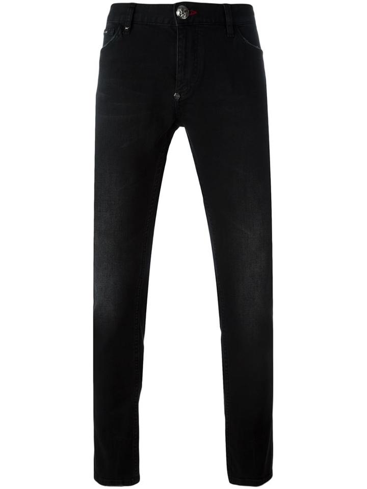 Philipp Plein Slim Fit Jeans, Men's, Size: 30, Black, Cotton/spandex/elastane