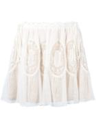Chloé Lace Insert Mini Skirt, Women's, Size: 36, White, Silk/cotton/linen/flax/nylon