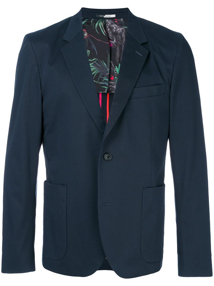 Ps By Paul Smith - Patch Pocket Blazer - Men - Cotton/spandex/elastane/viscose - 38, Blue, Cotton/spandex/elastane/viscose