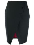 Sara Battaglia Asymmetric Buttoned Skirt - Black