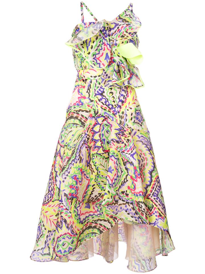 Delpozo Patterned Ruffle Dress - Pink & Purple
