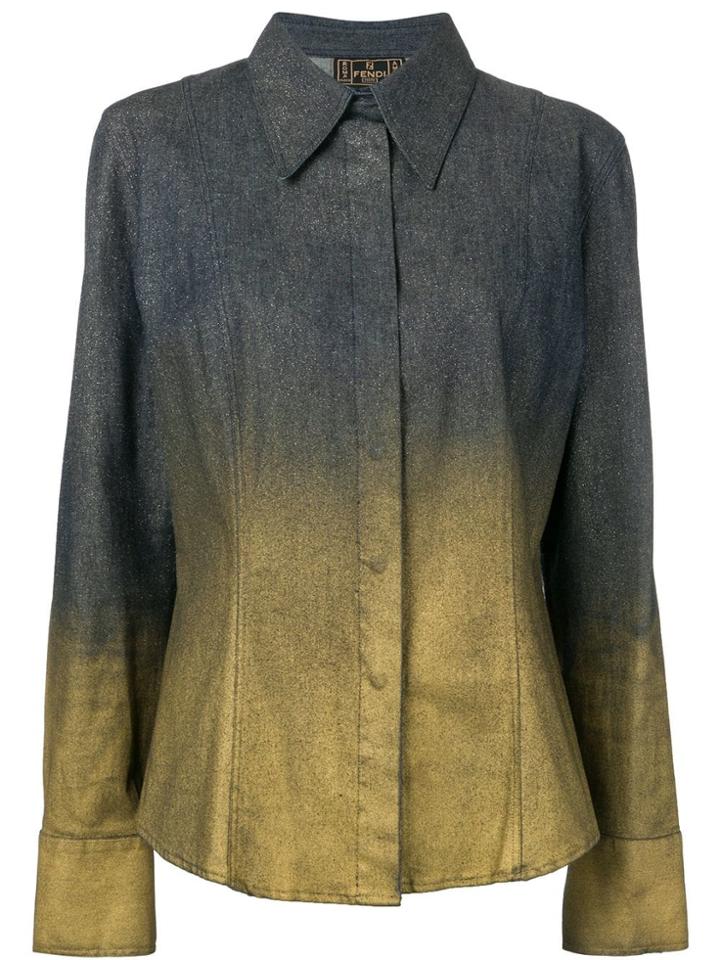 Fendi Vintage Ombré-effect Denim Shirt - Blue
