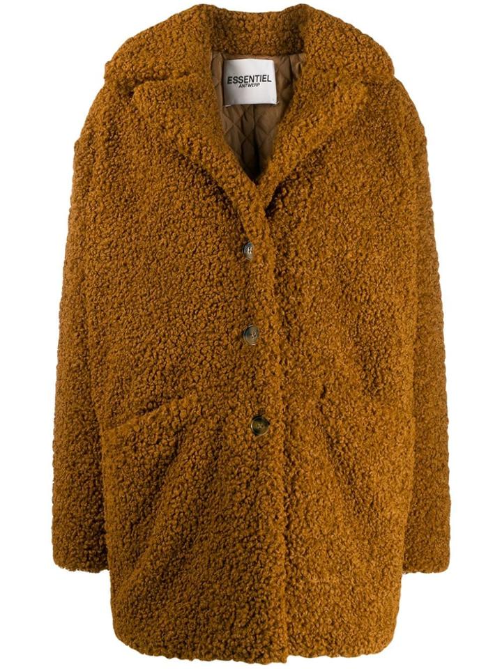 Essentiel Antwerp Tribal Oversized Teddy Coat - Brown