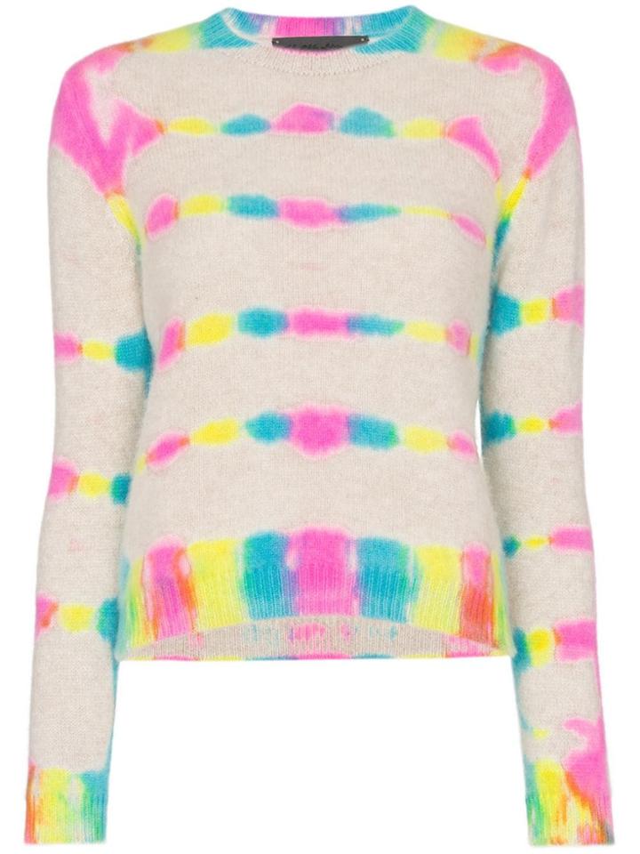 The Elder Statesman Prism-dye Cropped Long-sleeved Knitted Cashmere