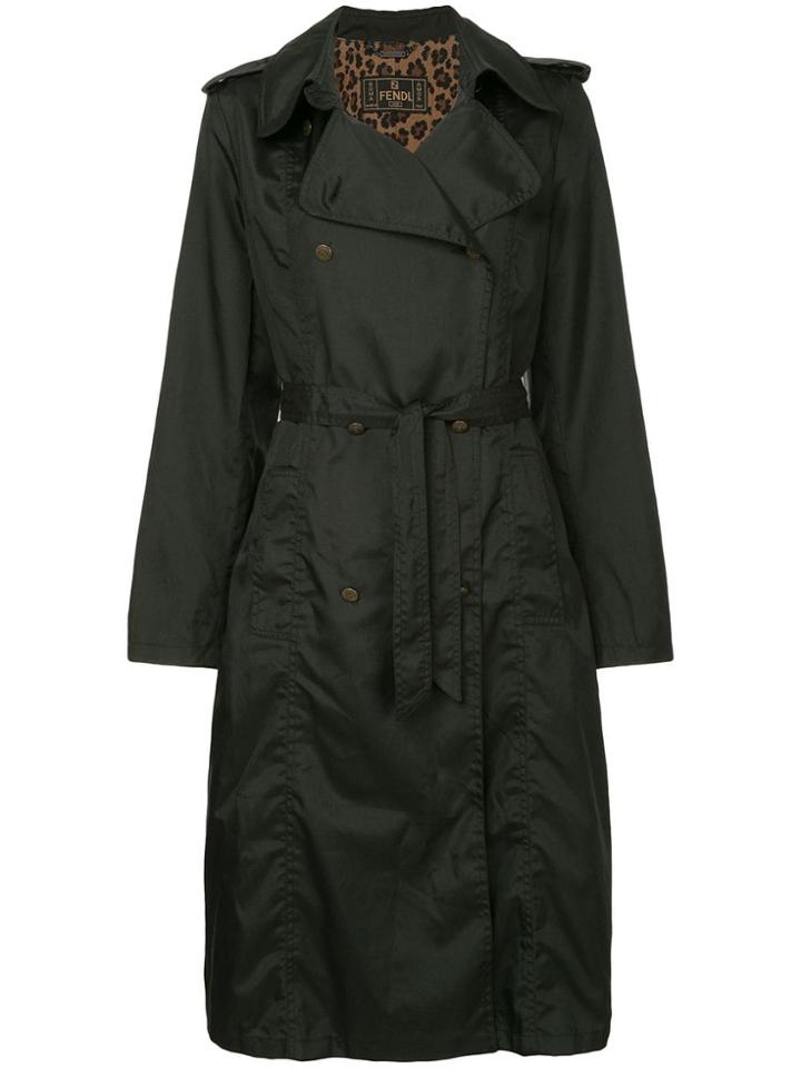 Fendi Vintage Long Sleeve Trench Coat - Black