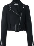 Givenchy Cropped Biker Jacket, Women's, Size: 36, Black, Silk/polyamide/viscose/wool