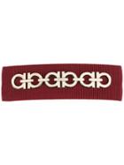 Salvatore Ferragamo Double Gancino Hair Clip, Women's, Red, Silk/cotton/brass