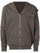 Rick Owens Drkshdw Asymmetric Zip Front Hoodie - Grey