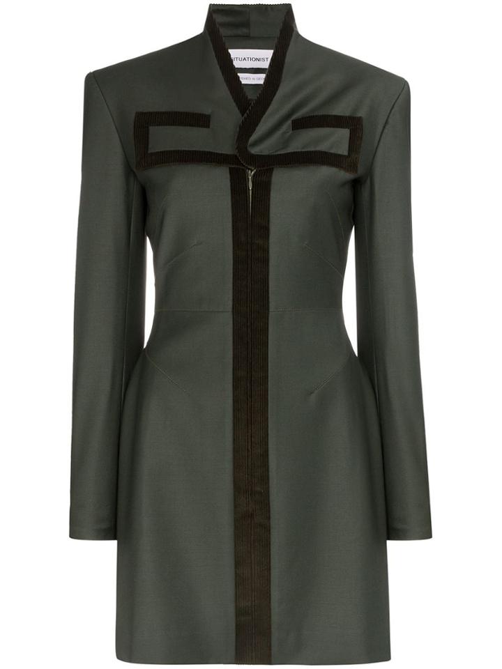 Situationist Military Wool Mini Dress - Green