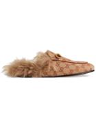 Gucci Princetown Gg Canvas Slippers - Brown