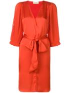 By Malene Birger Belted V-neck Dress - Yellow & Orange