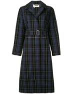 Ports 1961 Checked Trench Coat - Blue