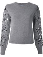 Blumarine Floral Lace Sleeve Jumper, Women's, Size: 40, Grey, Cashmere/wool