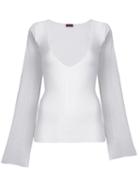 Romeo Gigli Pre-owned Deep Neck Ribbed Blouse - White