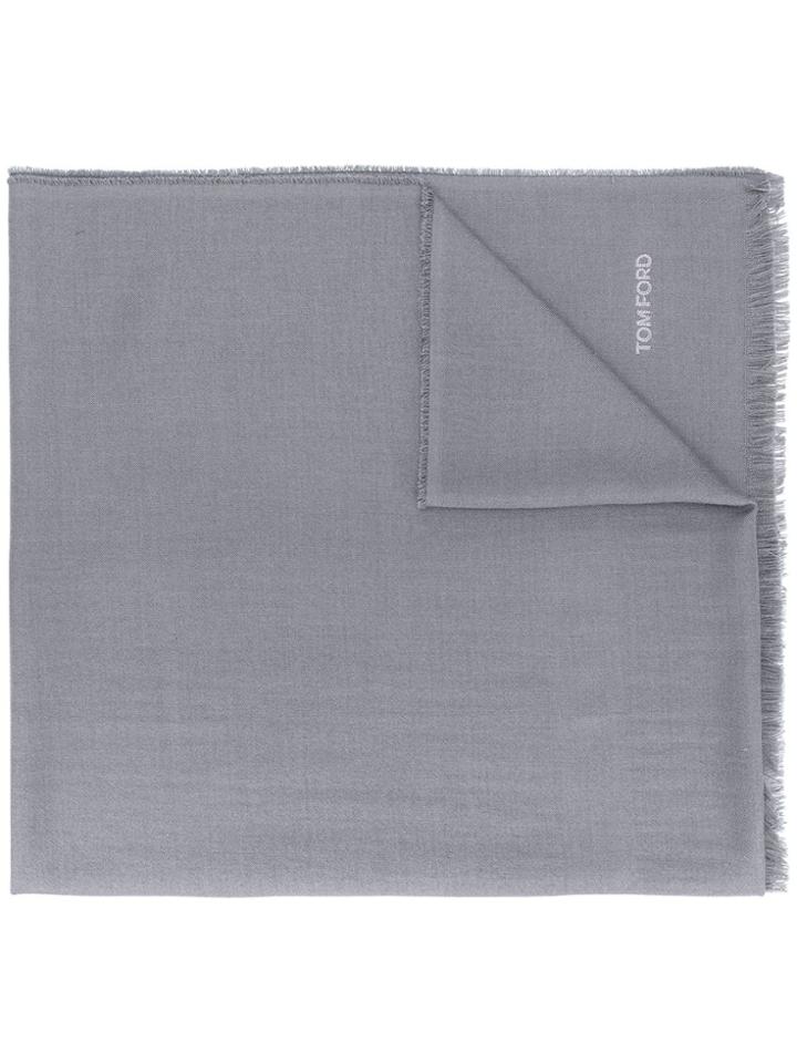 Tom Ford Long Frayed Scarf - Grey