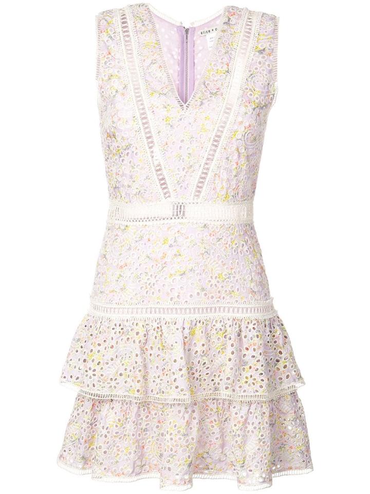 Alice+olivia Tonie Embroidered Mini Dress - Purple