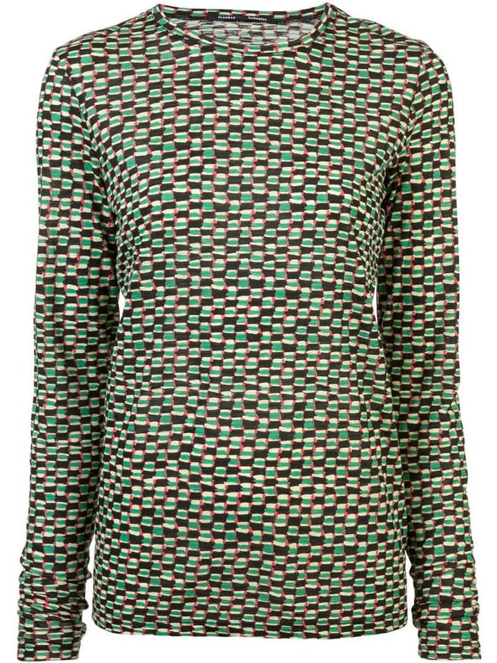 Proenza Schouler Woven Dot Long Sleeve T-shirt - Yellow