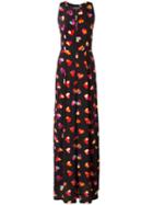 Boutique Moschino Heart Print Maxi Dress, Women's, Size: 44, Black, Silk/polyester