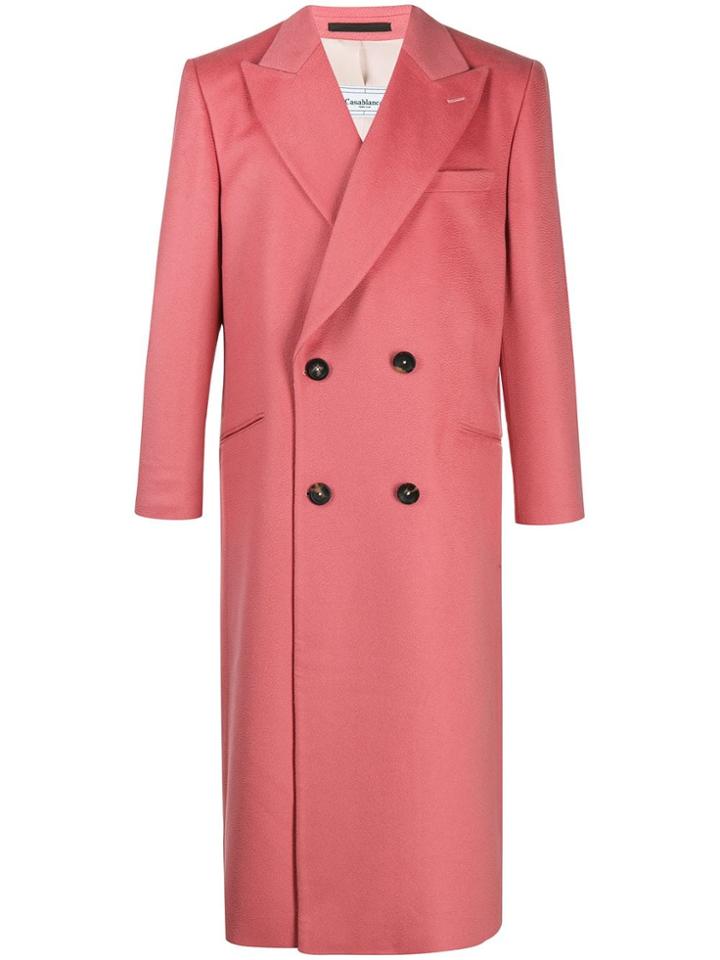 Casablanca Long Double-breasted Coat - Pink