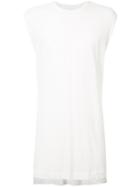 Julius Semi-sheer Elongated Sleeveless T-shirt, Men's, Size: 4, White, Cotton/modal