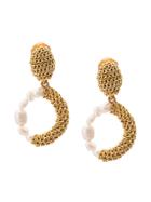 Oscar De La Renta Faux Pearl Chain Earrings - Gold