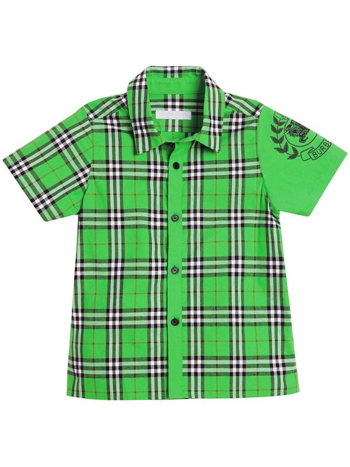 Burberry Kids Teen Short-sleeve Archive Logo Detail Check Cotton Shirt