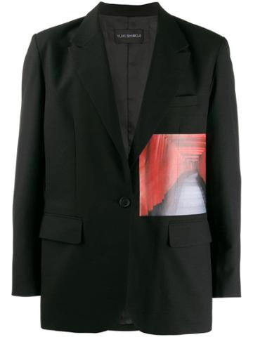 Yuiki Shimoji Gates Print Patch Blazer - Black