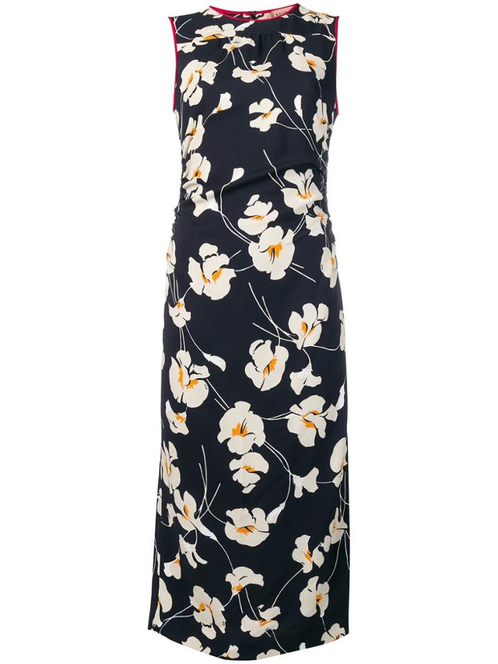 No21 Floral Print Midi Dress - Black