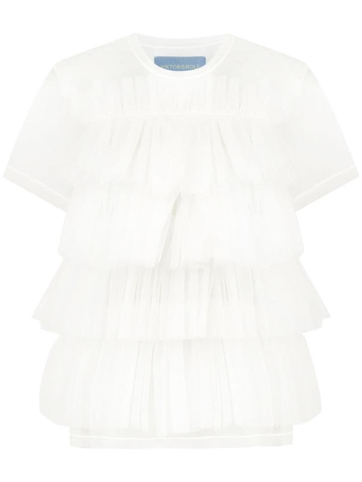 Viktor & Rolf Rainbow Stripes Tiered Top - White