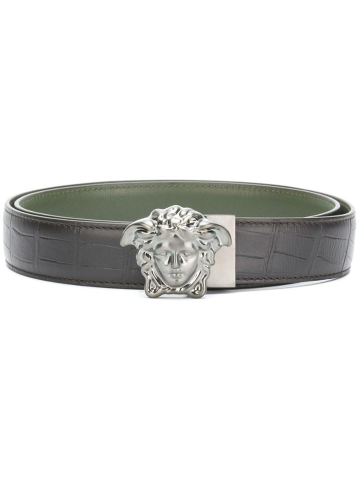 Versace Croc-effect Belt - Brown