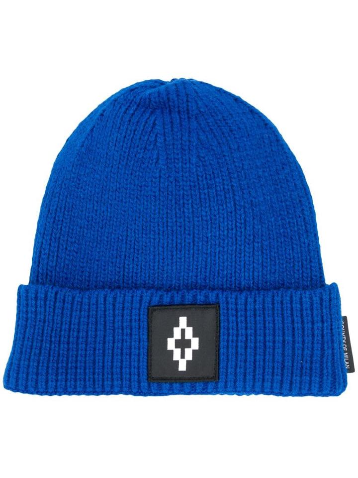 Marcelo Burlon County Of Milan Logo Patch Beanie - Blue