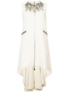 Thomas Wylde Cross Embellished High Low Hem Dress - Nude & Neutrals
