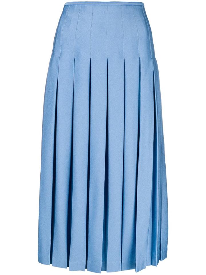 Victoria Beckham Pleated Midi Skirt - Blue